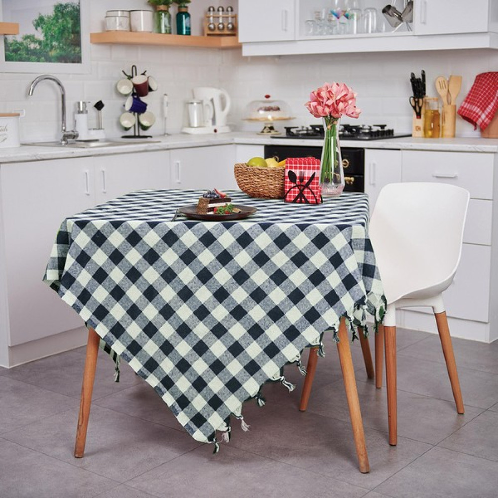 Vagonik Çok Amaçlı Sofra Bezi Piknik Örtüsü & Masa Örtüsü Ekose Pötikare Desenli 140X140 cm - Lacivert - 140 x 140 cm Masa Örtüsü Fiyatı