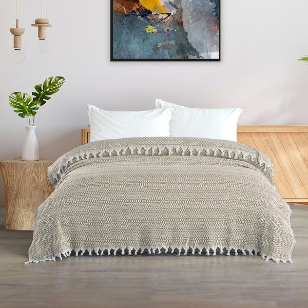 Vagonik Elmas Desenli Bağlamalı Çift Kişilik Pike 1600GR. 200X230 - Bej Pike & Pike Takımı Fiyatı