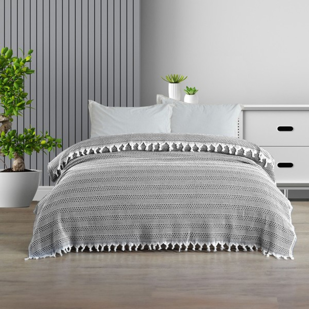 Vagonik Elmas Desenli Bağlamalı Çift Kişilik Pike 1600GR. 200X230 - Siyah Pike & Pike Takımı Fiyatı