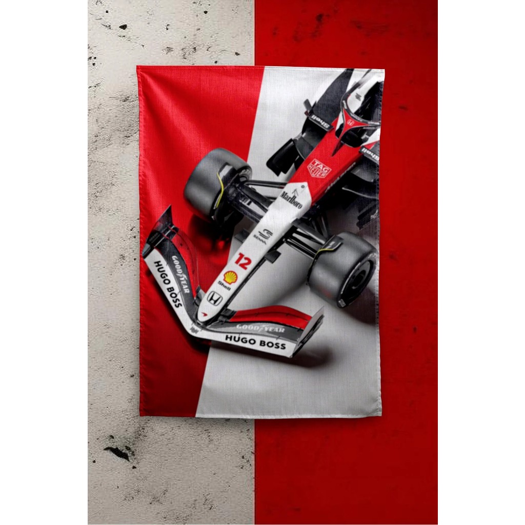 Vagonik F1 Temalı Art Ferrari Duvar Örtüsü Halısı Tapestry Formula 1 - 140 x 200 cm - Kırmızı - Gri Salon Halısı Fiyatı