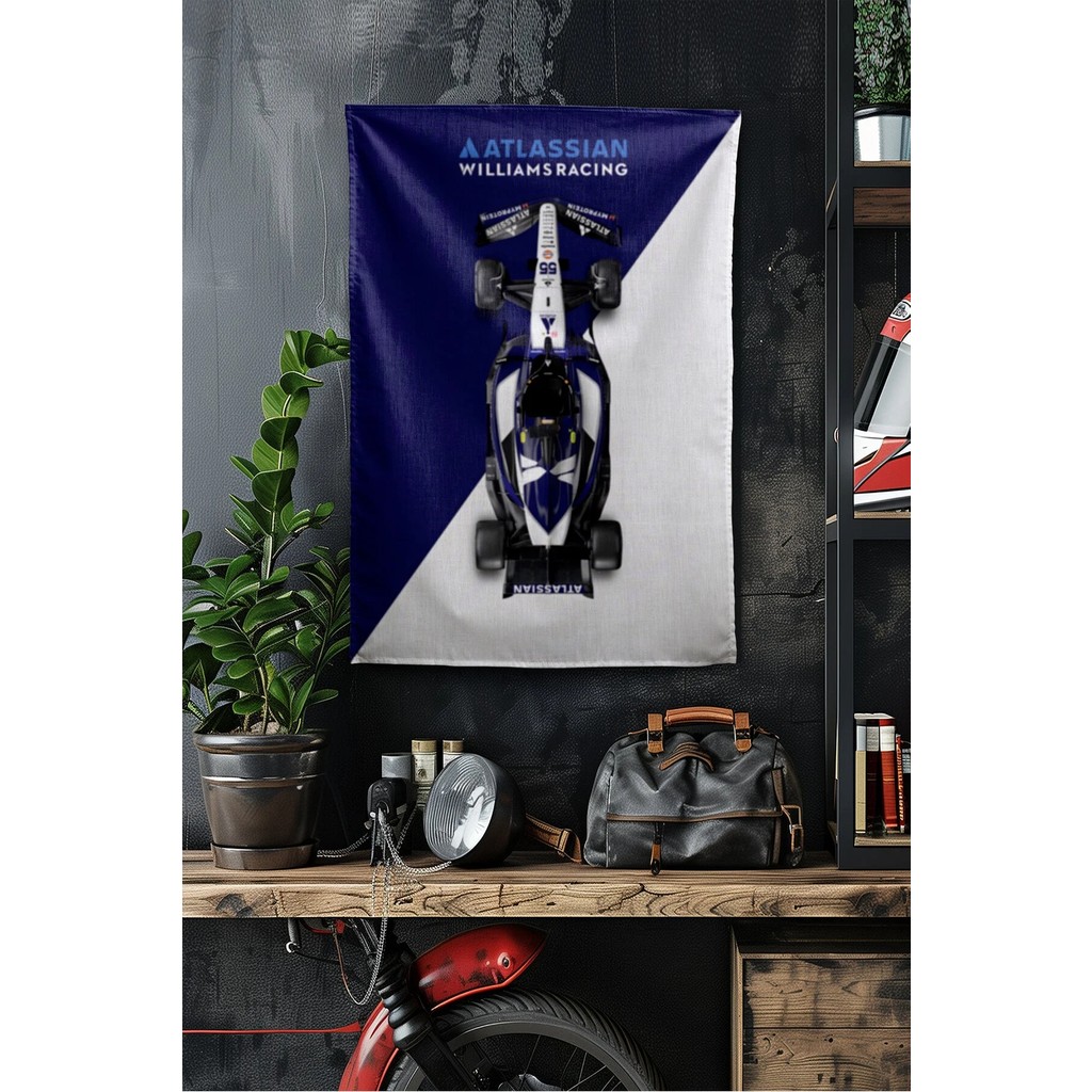 Vagonik F1 Temalı Atlassian Duvar Örtüsü Halısı Tapestry Formula 1 - 140 x 200 cm - Lacivert - Beyaz Salon Halısı Fiyatı