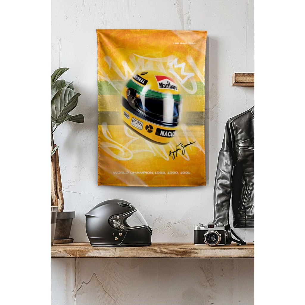 Vagonik F1 Temalı Senna Sarı Duvar Örtüsü Halısı Tapestry Formula 1 - 140 x 200 cm - Yeşil - Sarı Salon Halısı Fiyatı