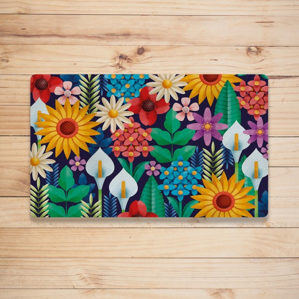 Vagonik Geometrik Çiçek Desenli Dijital Baskılı 50X70CM Dekoratif Çok Amaçlı Iç ve Dış Kapı Paspası - 50 x 70 cm - Renkli Paspas Fiyatı