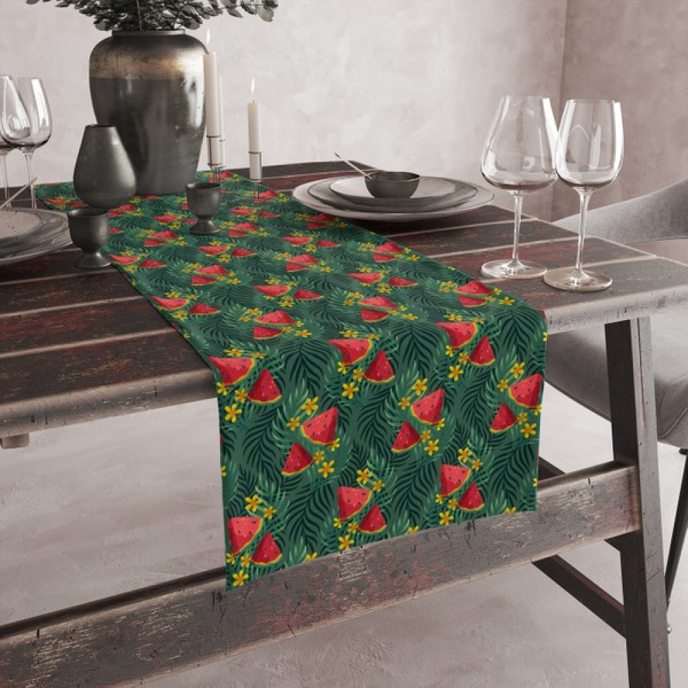 Vagonik Karpuz Desenli Dijital Baskılı Runner 140X40 - Kırmızı - 40 x 140 cm Masa Örtüsü Fiyatı
