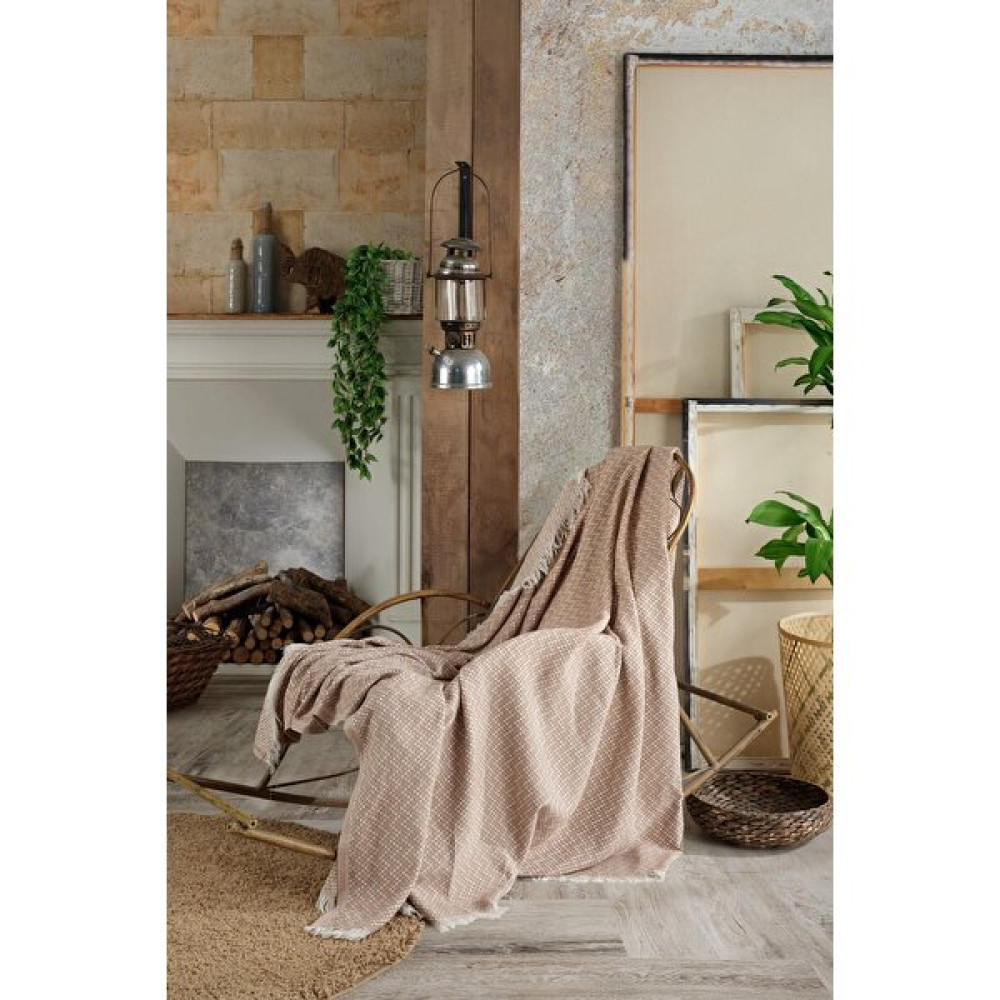 Vagonik Natural Keten Koltuk Örtüsü | Kara Tezgah Dokuma Koltuk Şalı - Açık Bej - 170 x 210 cm Koltuk & Kanepe Örtüsü Fiyatı
