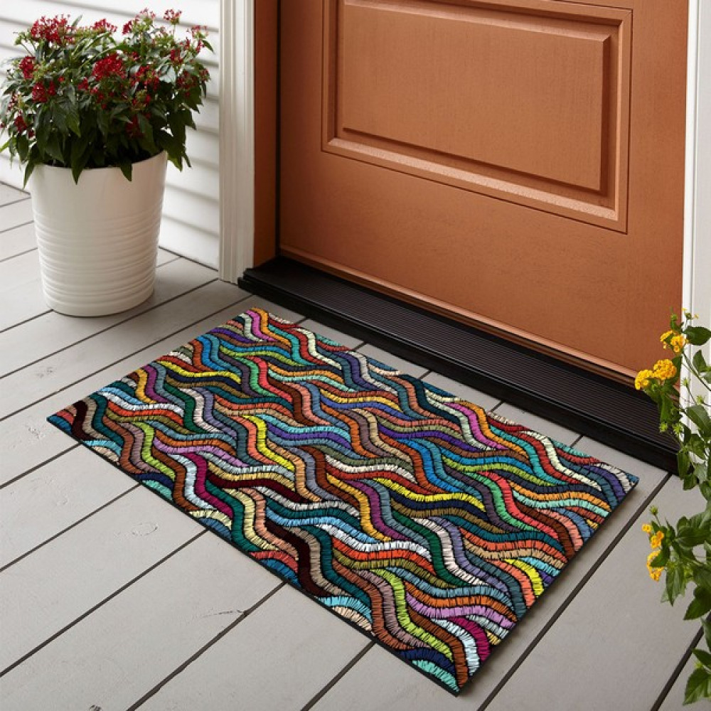 Vagonik Örgü Nakış Desenli Dijital Baskılı 50X70CM Dekoratif Çok Amaçlı Iç ve Dış Kapı Paspası - Koyu Kahverengi - 50 x 70 cm Paspas Fiyatı