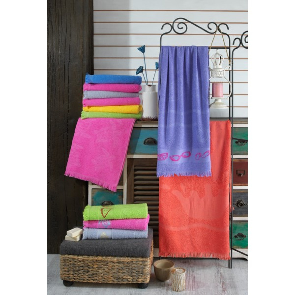 Vagonik Ultra Soft Jakarlı Desenli Plaj Havlusu 70 x 140 cm - Pembe Plaj Havlusu Fiyatı