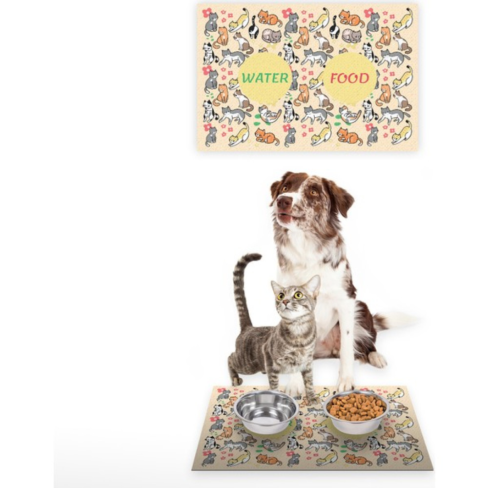 Vagonik Water Food Kedi Köpek Desenli Dijital Baskılı 35X50CM Dekoratif Çok Amaçlı Iç ve Dış Kapı Paspası Mama Paspası - Krem - 35 x 55 cm Paspas Fiyatı