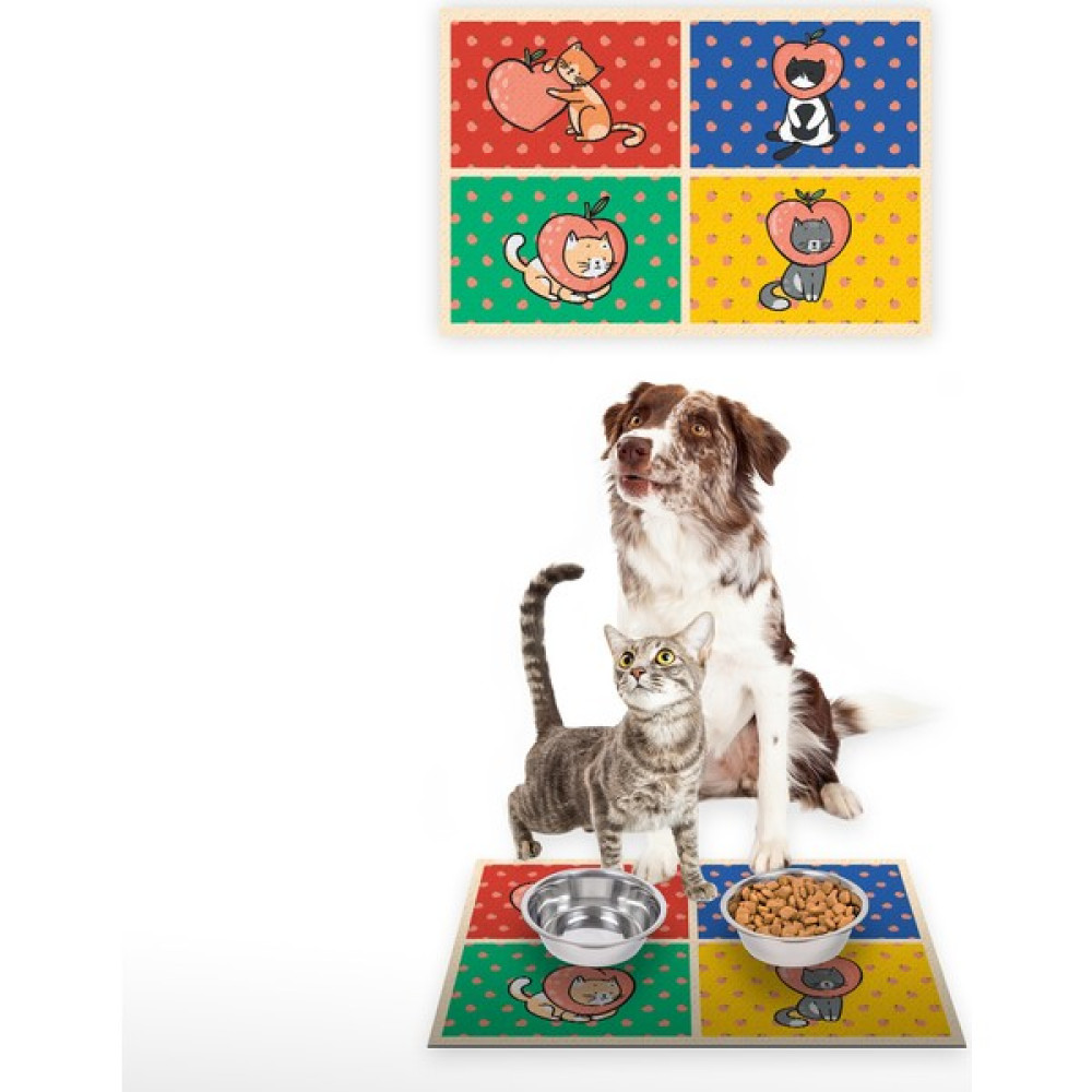 Vagonik Water Food Kedi Köpek Desenli Dijital Baskılı 35X50CM Dekoratif Çok Amaçlı Iç ve Dış Kapı Paspası Mama Paspası - Renkli - 35 x 55 cm Paspas Fiyatı