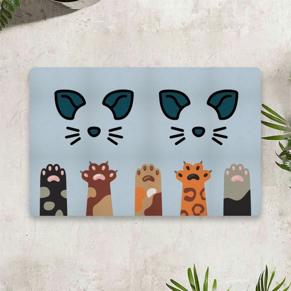 Vagonik Water Food Kedi Köpek Dijital Baskılı 50 x 70 cm Dekoratif Çok Amaçlı Iç ve Dış Kapı Paspası Mama Paspası - Mavi Paspas Fiyatı
