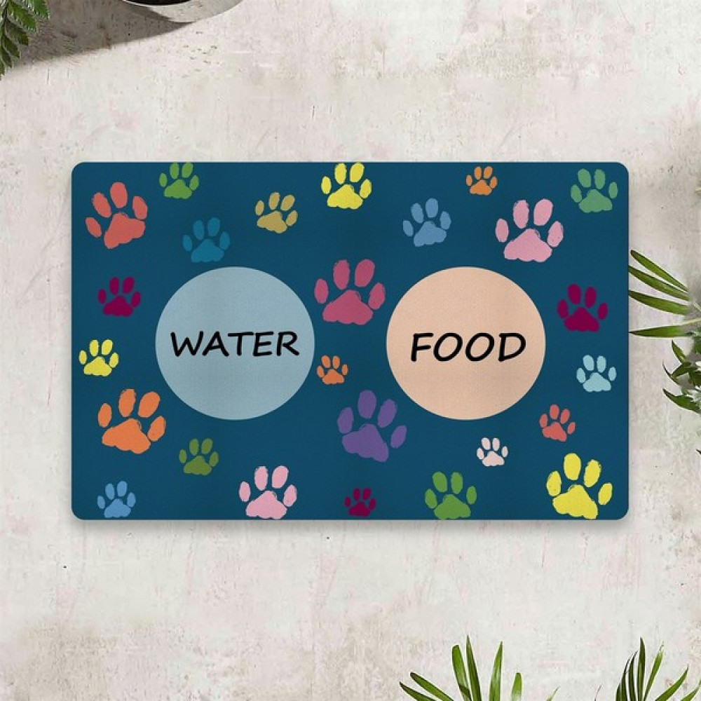 Vagonik Water Food Kedi Köpek Dijital Baskılı 50 x 70 cm Dekoratif Çok Amaçlı Iç ve Dış Kapı Paspası Mama Paspası - Turkuaz Paspas Fiyatı
