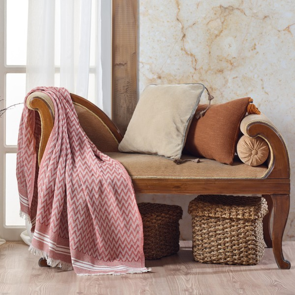 Vagonik Zigzag Pamuklu Koltuk Şalı - 100 x 150 cm - Bordo Koltuk & Kanepe Örtüsü Fiyatı
