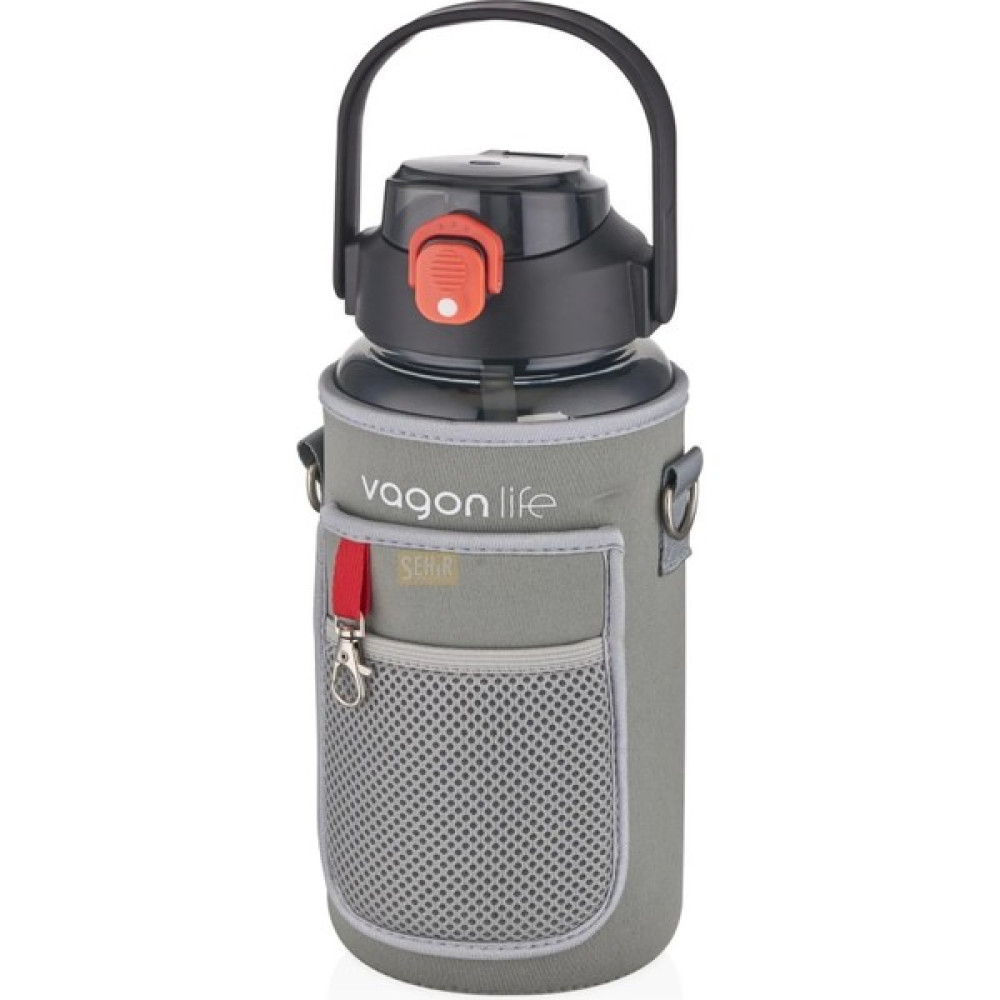 Vagonlife 1500ML Pipetli Pipetsiz Kulplu Askılı Kılıflı Şeffaf Motivasyon Matarası Sticker - Gri Oto Boyaları Fiyatı