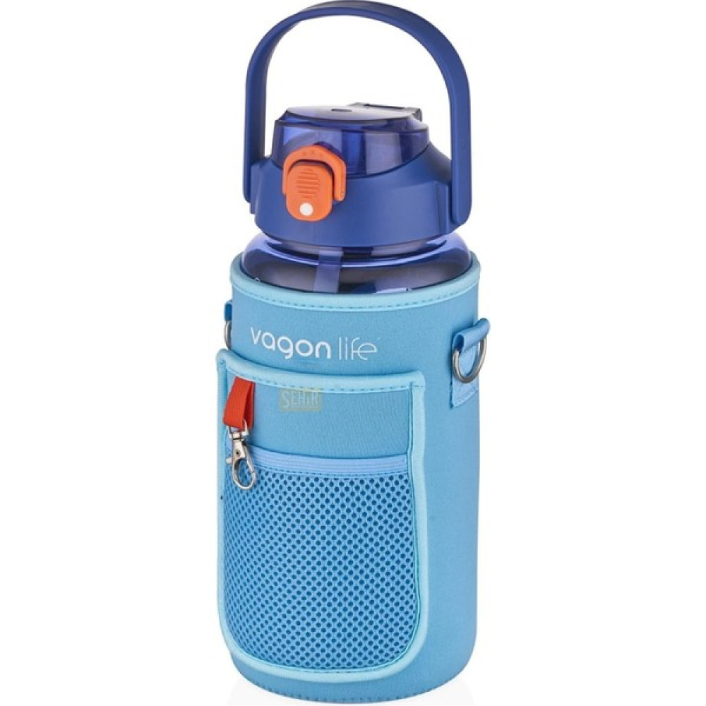 Vagonlife 1500ML Pipetli Pipetsiz Kulplu Askılı Kılıflı Şeffaf Motivasyon Matarası Sticker - Mavi Oto Boyaları Fiyatı