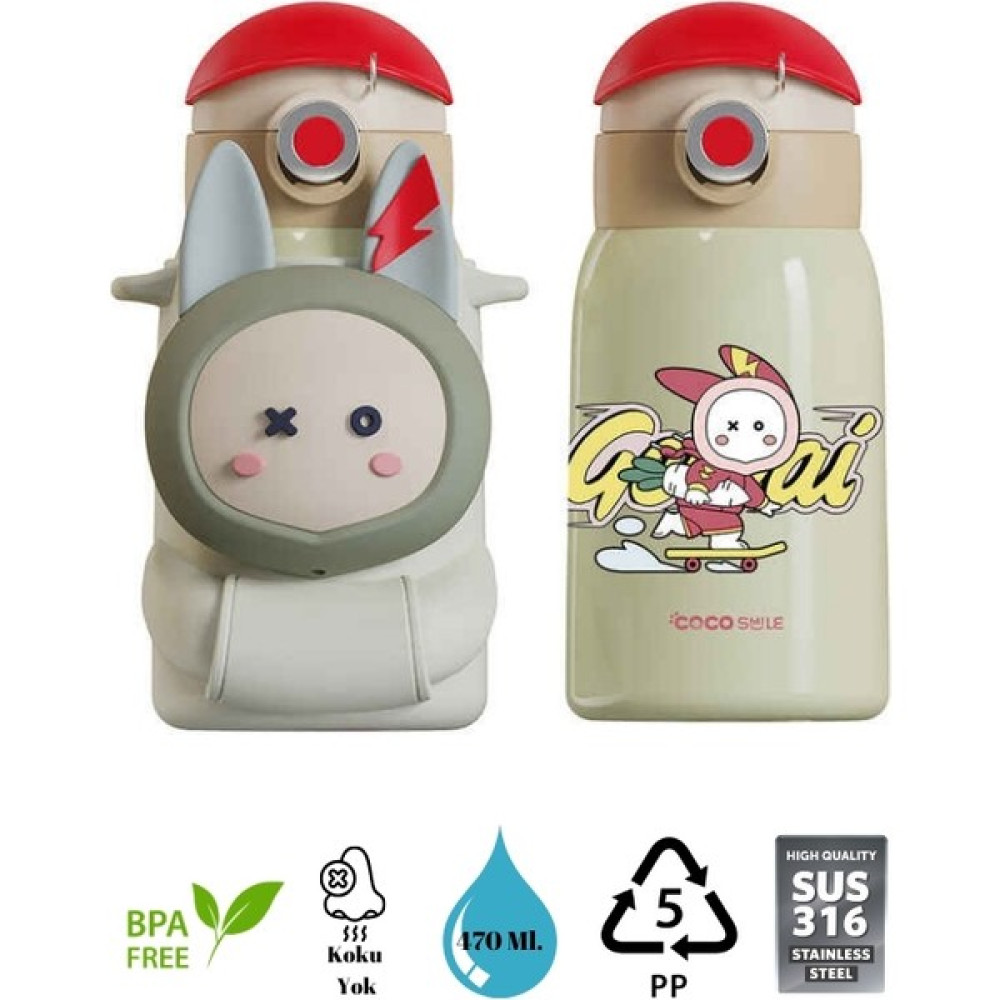 Vagonlife Cocosmile Pipetli Çelik Termos - 470 Ml. (Klıflı /askılı) - Beyaz Oto Boyaları Fiyatı