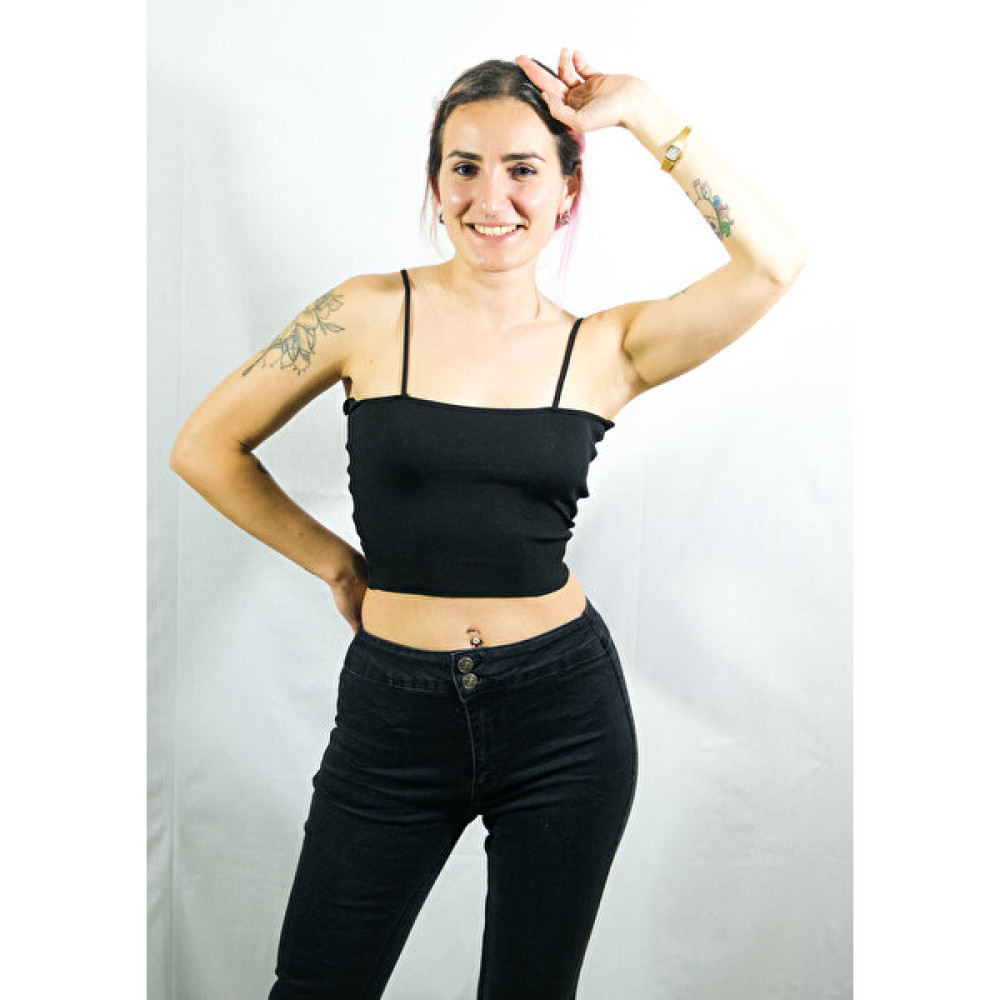 Vakker Klaer Ip Askılı Fitilli Siyah Crop Bluz Fiyatı