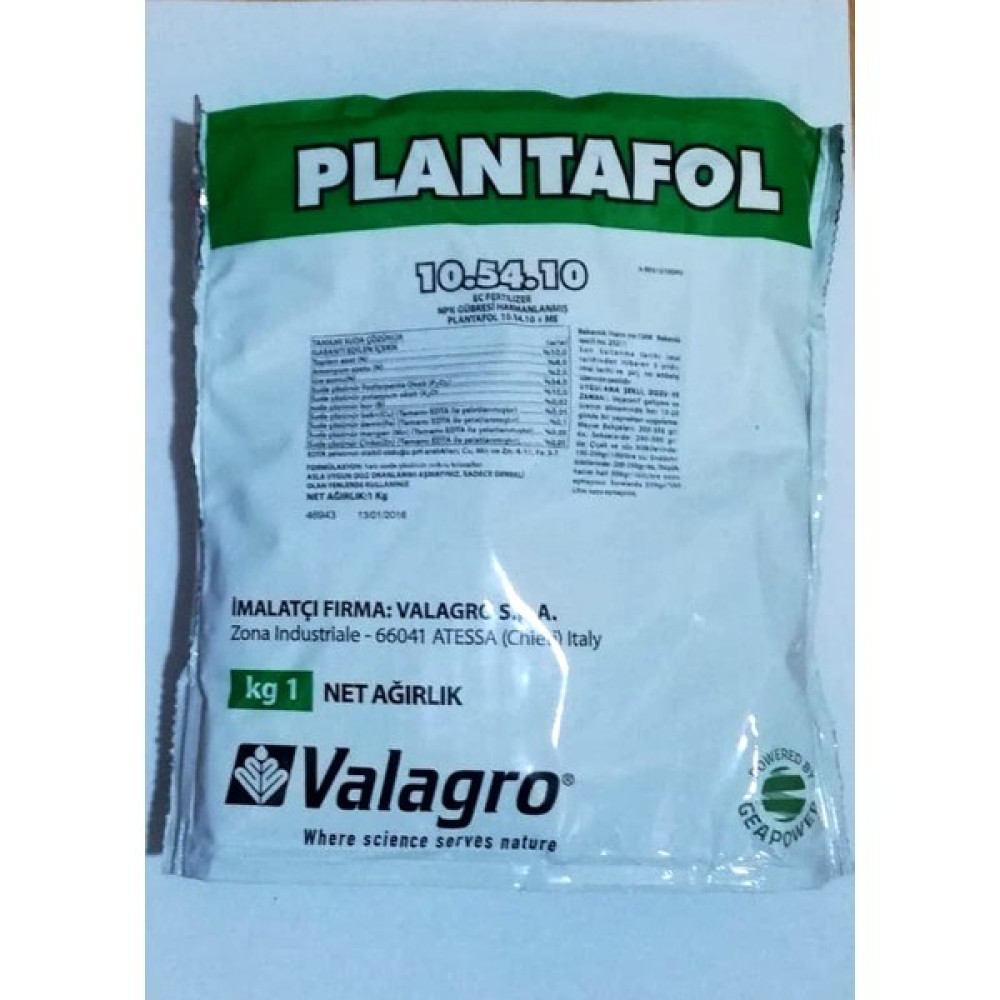 Valagro Valagro Plantafol 10-54-10 Fosforlu Yaprak Gübresi 1 kg Gübre Fiyatı