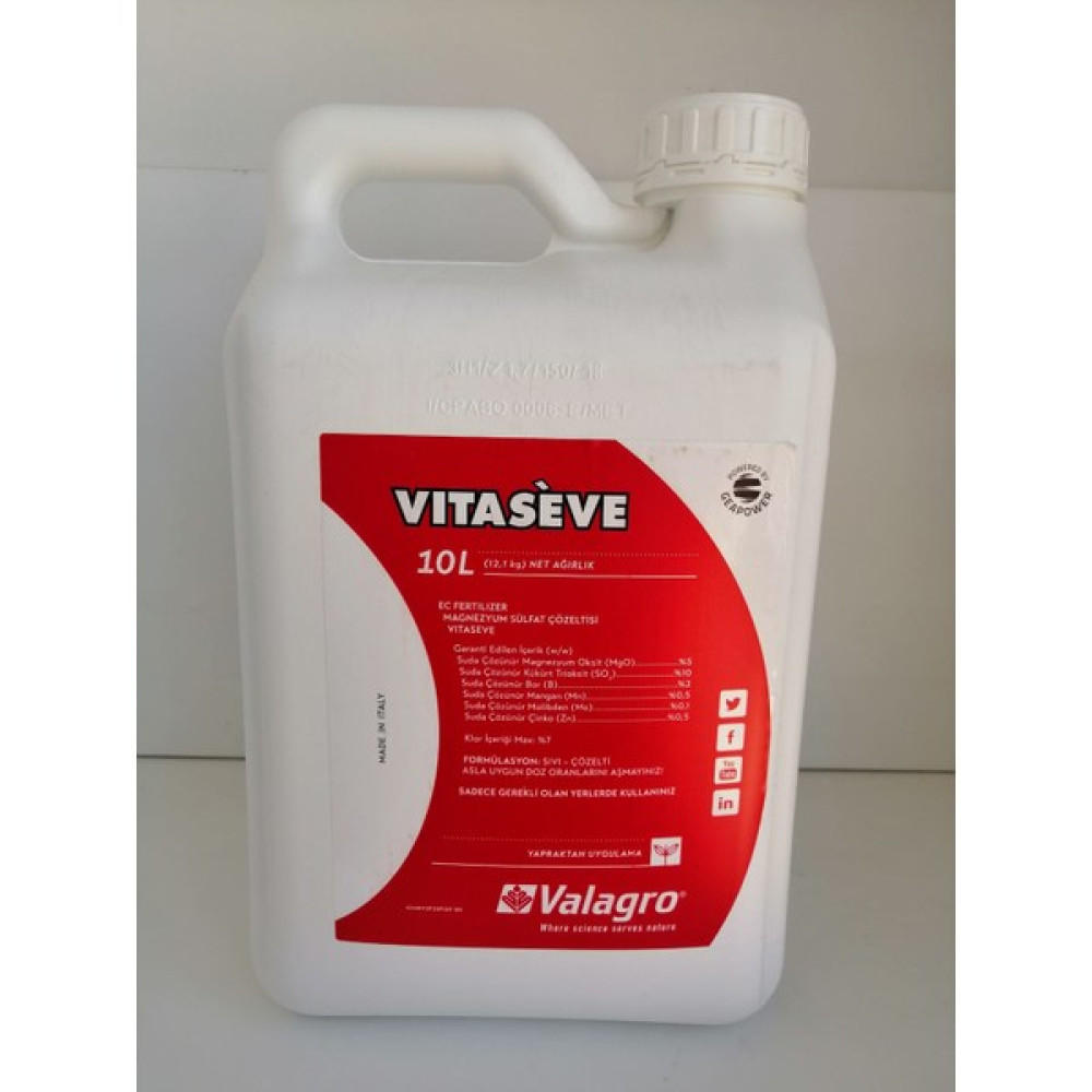 Valagro - Vitaseve Magnezyum Sülfat Çözeltisi 10 Lt Gübre Fiyatı