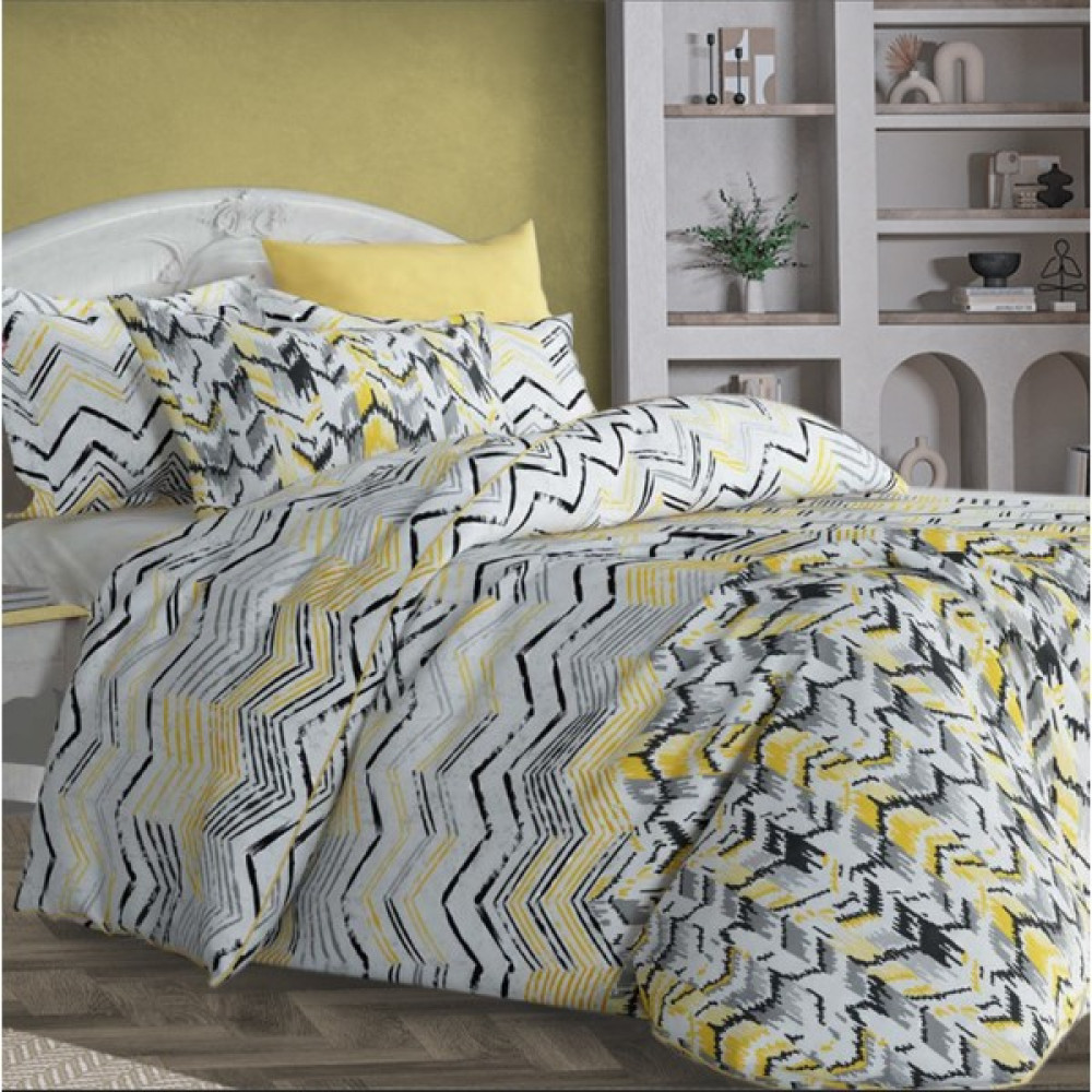 Valena Home Pamuklu Tek Kişilik Lastikli Çarşaflı Nevresim Takımı - Sarı - Beyaz - 160 x 220 cm Nevresim Takımı Fiyatı