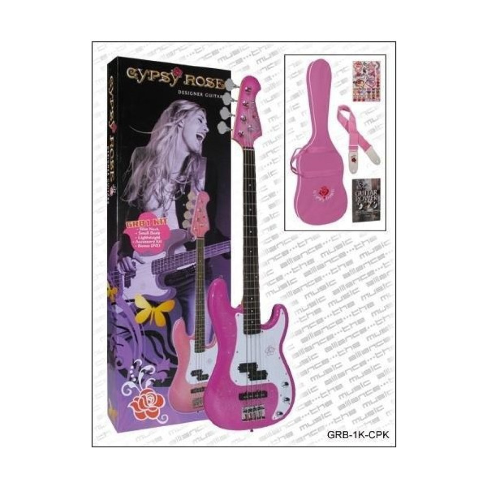 Valencia Grb1Kcpk Bas Gitar Set Dark-Pembe Bas Gitar Fiyatı