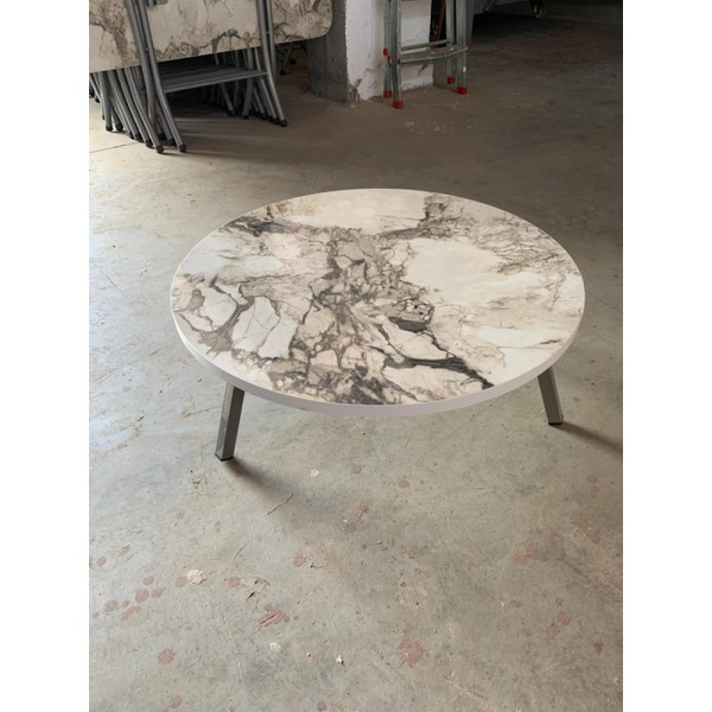 Valente 70 cm Yer Sofrası Beyaz Mermer Desenli Bahçe Masası Fiyatı