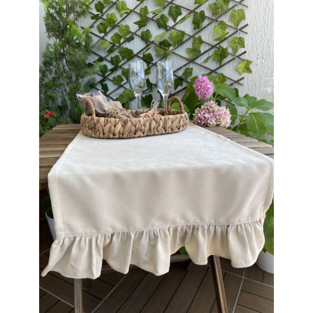 Valentia Decor Açık Bej Fırfırlı Runner - 45 x 120 cm Masa Örtüsü Fiyatı