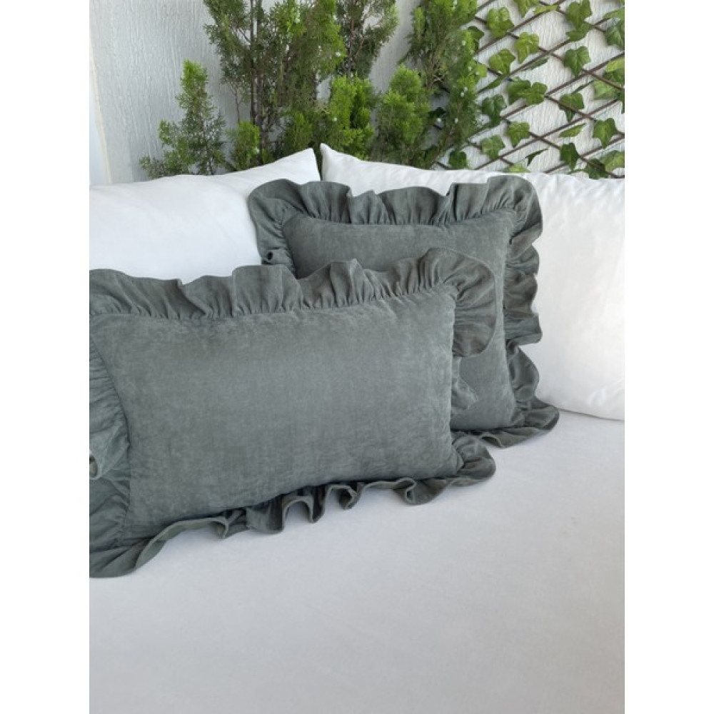 Valentia Decor Çağla Yeşili Fırfırlı Kırlentkılıfı 2'li - 45 x 45 cm Kırlent / Mobilya Yastığı Fiyatı