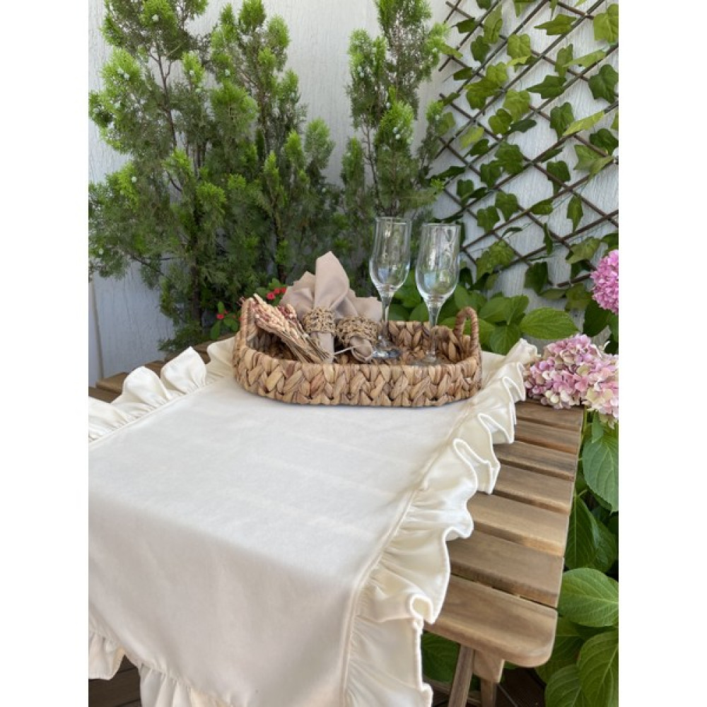 Valentia Decor Tam Fırfırlı Ekru Runner - 45 x 120 cm Masa Örtüsü Fiyatı
