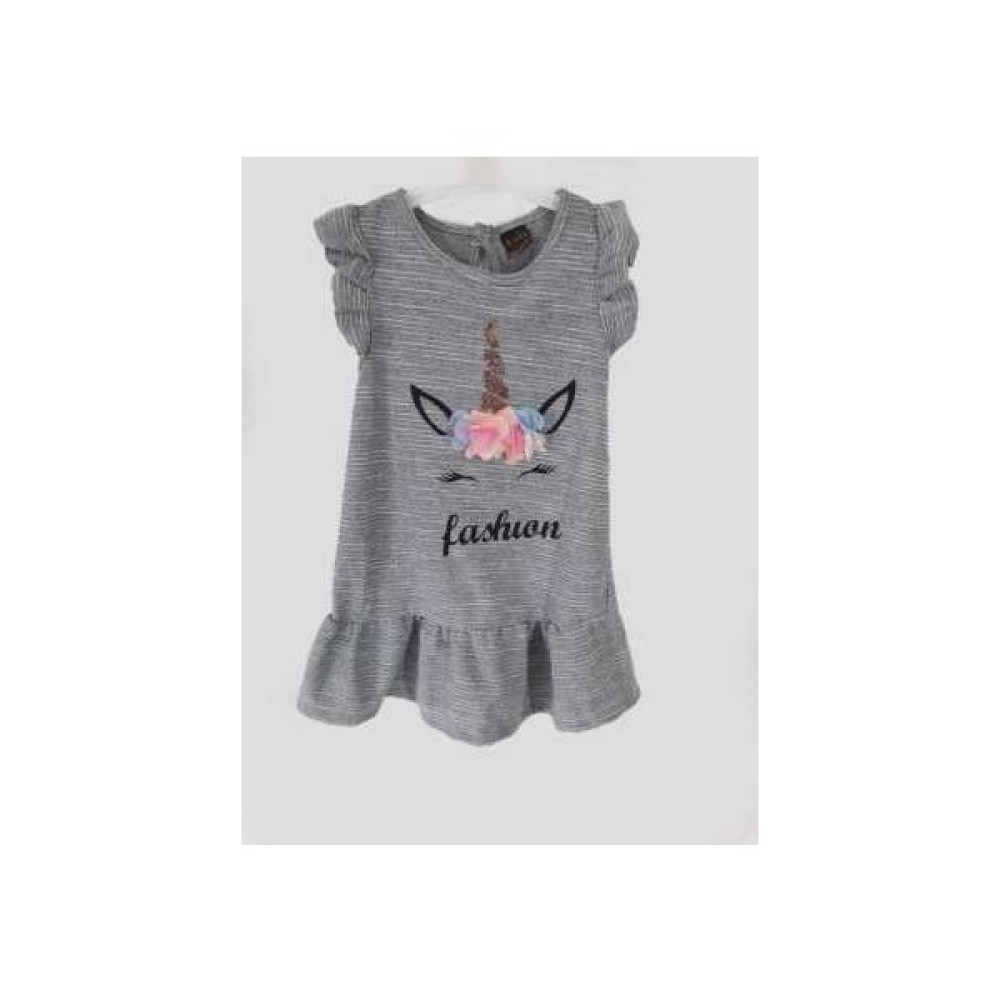 Valentina Boutique Gri Baskılı Kız Çocuk Elbise Kız Çocuk Elbise Fiyatı