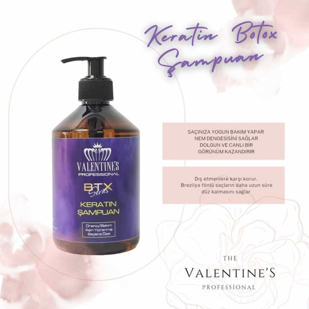 Valentines Professional Keratin Botox Onarıcı Bakım Şampuan Yıpranmış Yoğun İşlem Görmüş Saçlara Özel Şampuan ve Saç Kremi Fiyatı