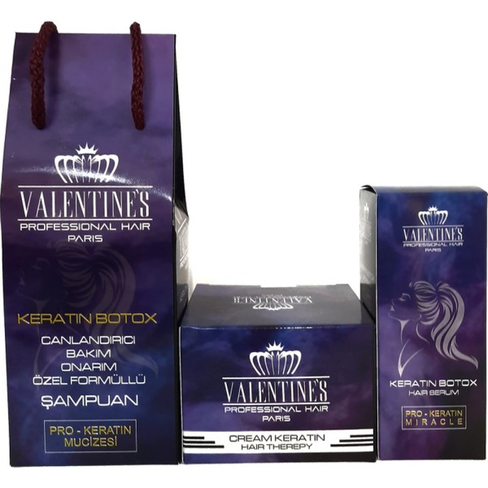 Valentines Professional Keratin Botox Şampuan + Krem + Serum Şampuan ve Saç Kremi Fiyatı
