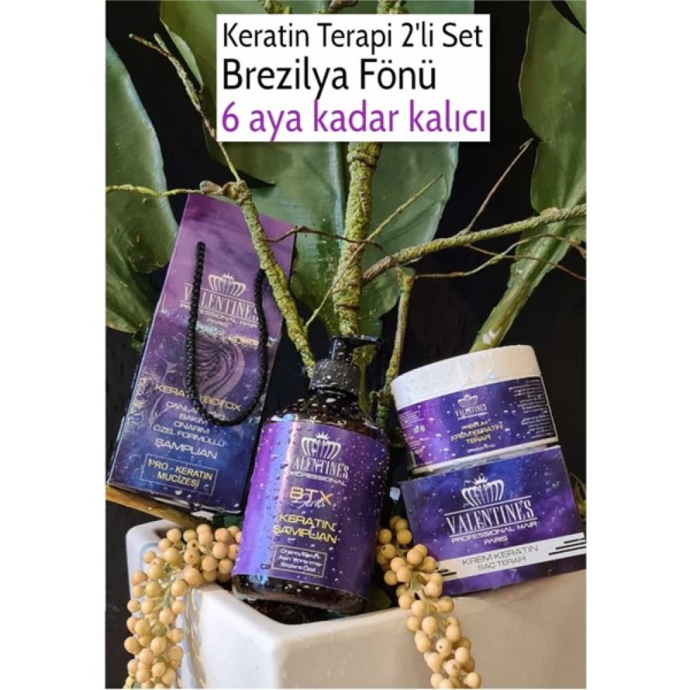 Valentines Professional Mucize Bakım Krem Keratin Terapi Brezilya Fönü / Keratin Botox Şampuan 2li Saç Bakım Maskeleri & Serumlar & Spreyler Fiyatı