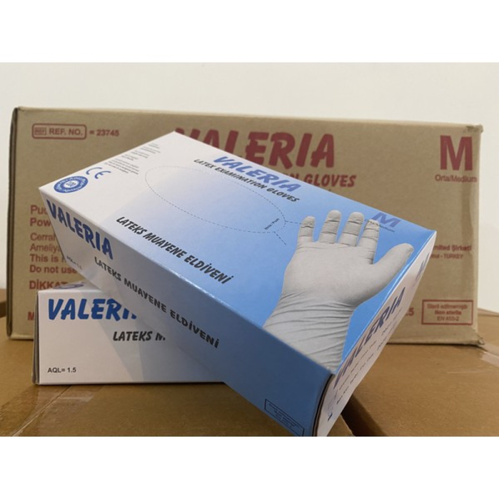 Valeria Lateks Pudralı Eldiven Medium 100'LÜ x 20 Paket - Beyaz - M Temizlik Malzemeleri Fiyatı