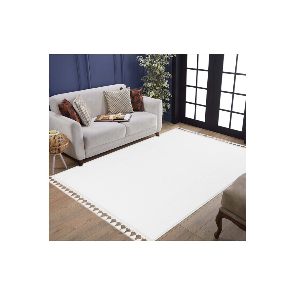 Valery Home Comfort Ponpon Saçaklı Peluş Halı Beyaz 80 x 400 Beden Kilim Fiyatı
