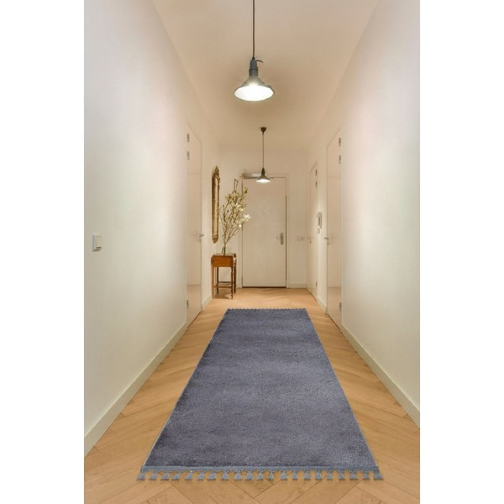 Valery Home Comfort Puffy Ponpon Saçaklı Peluş Halı Antrasit - Bej - 80 x 150 cm Salon Halısı Fiyatı