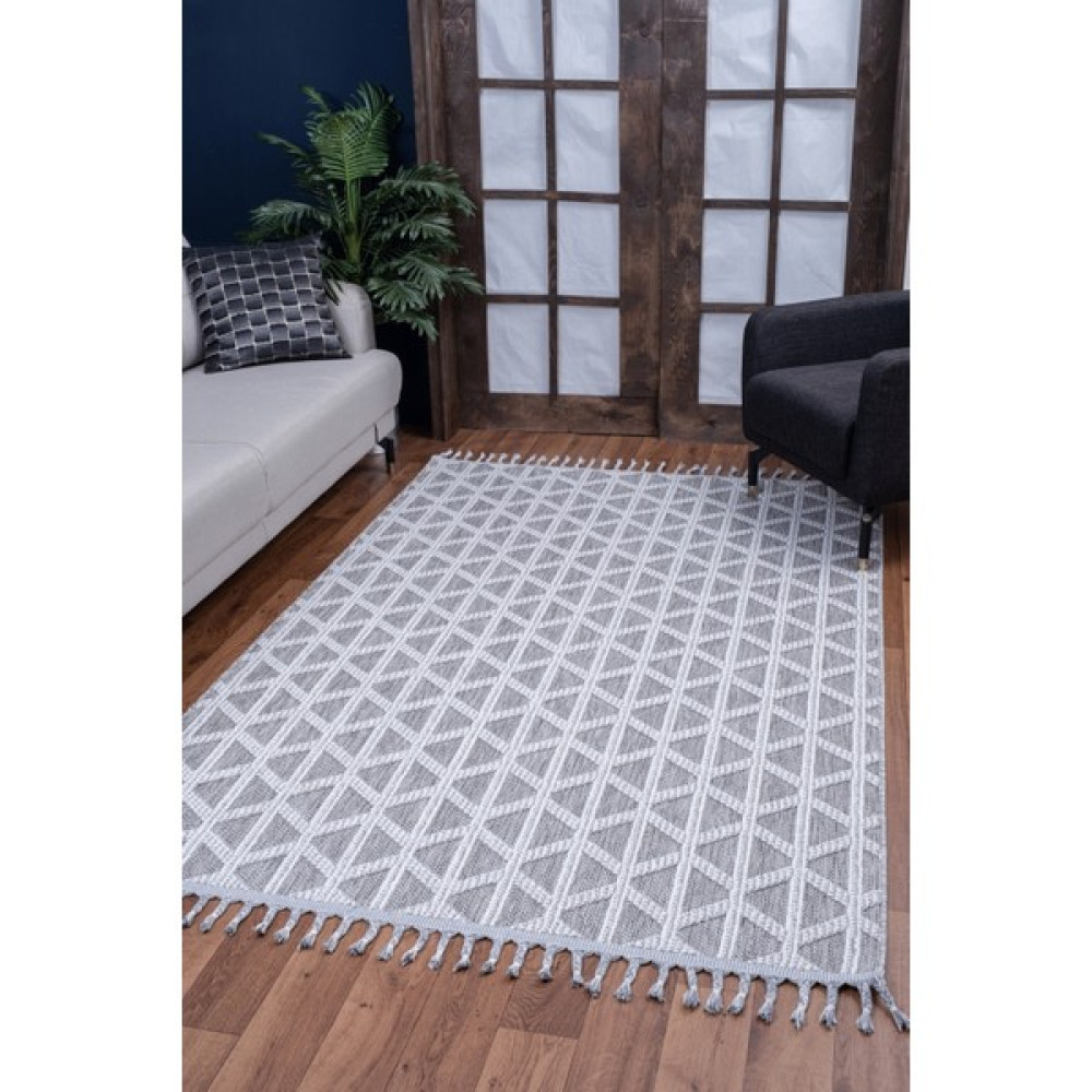 Valery Home Nirvana Yumuşak Örgü Dokuma Bukle Saçaklı Oturma Odası Salon Halısı W15 Gri - 100 x 300 cm Salon Halısı Fiyatı