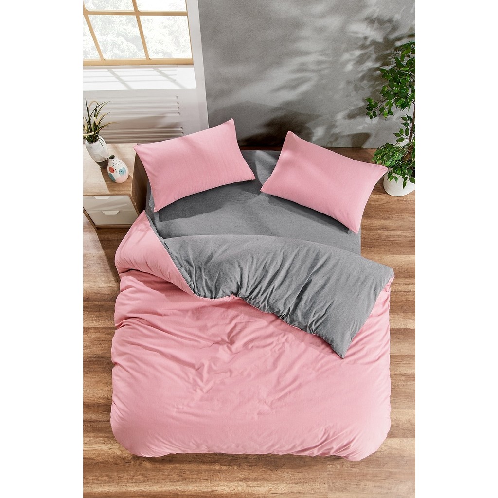 Valezium Antrasıt-Mürdüm Çift Kişilik Nevresim Takımı Lastikli Çarşaf ve 2 Yastık Kılıfı - Mürdüm - Gri - 200 x 220 cm Nevresim Takımı Fiyatı