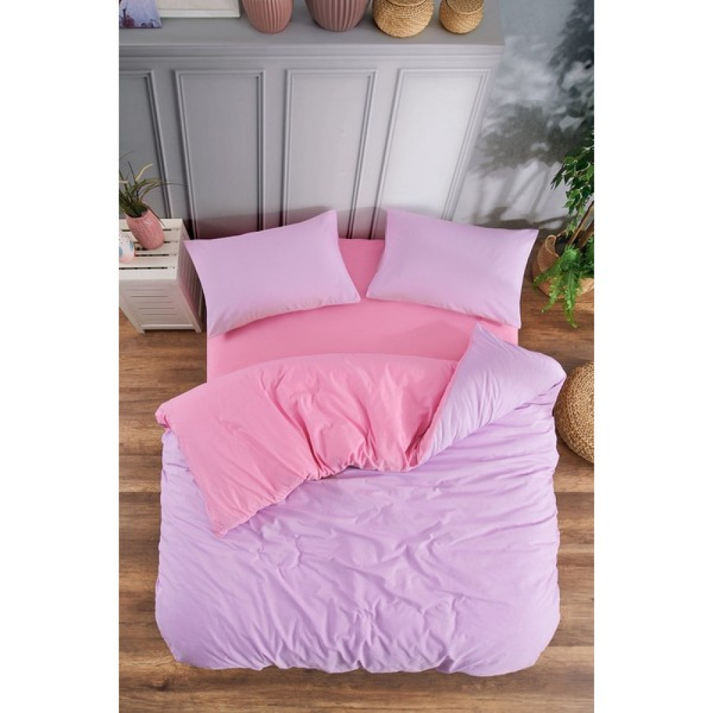 Valezium Pembe - Lila Çift Kişilik Nevresim Takımı Lastikli Çarşaf ve 2 Yastık Kılıfı - 200 x 220 cm - Lila - Fuşya Nevresim Takımı Fiyatı
