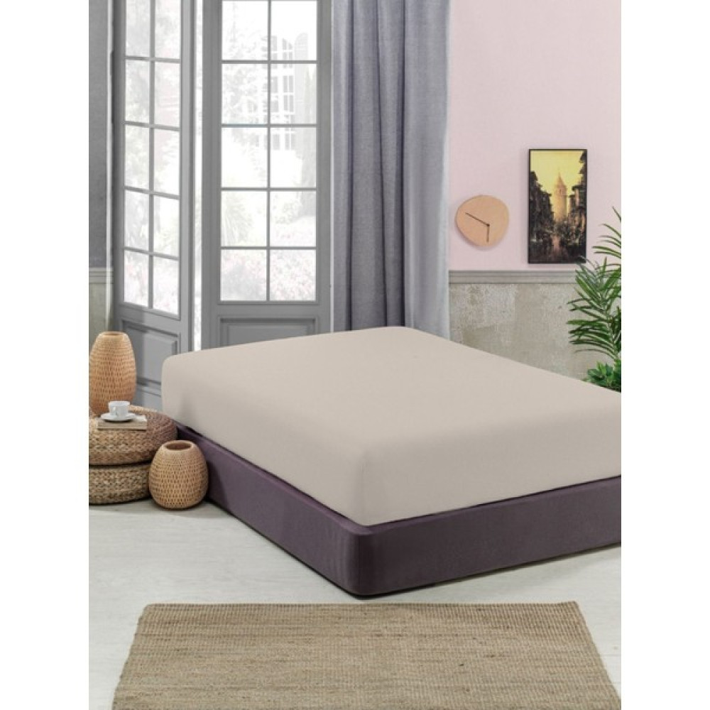 Valhalla Tek Kişilik Penye Lastikli Çarşaf 90 x 200 cm - Krem Çarşaf Fiyatı