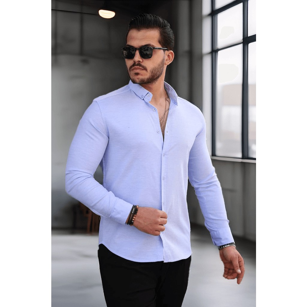 Valiberta Likralı Regular Fit Nefes Alabilir Klasik Erkek Oxford Gömlek - Açık Mavi Erkek Gömlek Fiyatı