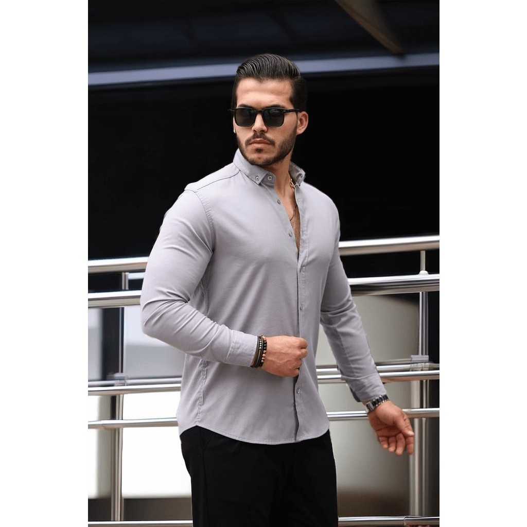 Valiberta Likralı Regular Fit Nefes Alabilir Klasik Erkek Oxford Gömlek -Taş Erkek Gömlek Fiyatı