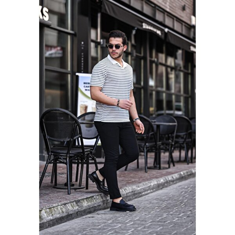 Valiberta Polo V Yaka Örme T-Shirt - Gri Erkek T-shirt Fiyatı