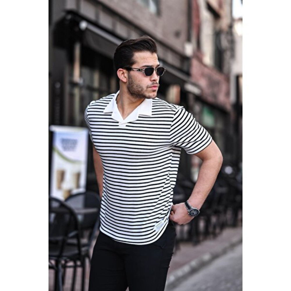 Valiberta Polo V Yaka Örme T-Shirt - Siyah Erkek T-shirt Fiyatı