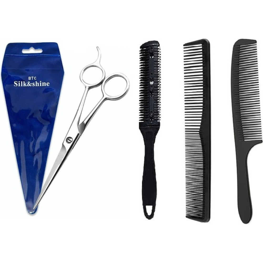 Valkyrie 4 Parça 7 Inç 17.5 cm Profesyonel Berber Kuaför Saç Bıyık Makas Set Düz Makas Jiletli Tarak Taraklar Saç Fırçası ve Tarağı Fiyatı