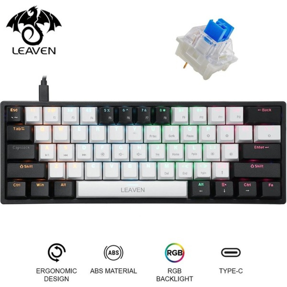 Valkyrie Leaven K620 -5 Blue Switch Mekanik Gaming Oyun Klavyesi Rgb 61 Key Mavi Tuş Type-C Klavye Siyah-Beyaz Oyuncu Klavyesi Fiyatı