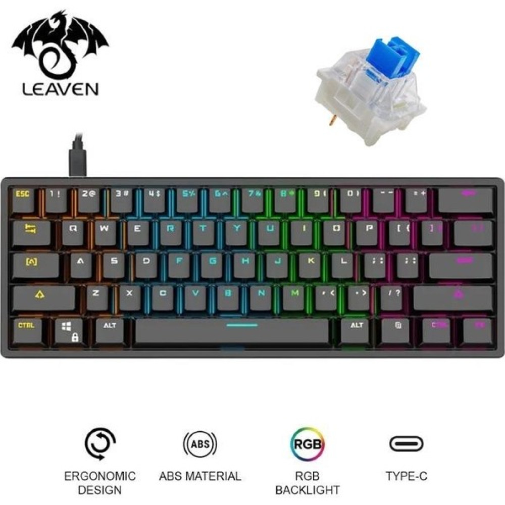 Valkyrie Leaven K620 Blue Switch Mekanik Gaming Oyun Klavyesi Rgb 61 Key Mavi Tuş Type-C Klavye Siyah Oyuncu Klavyesi Fiyatı