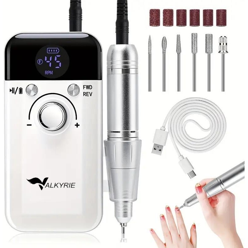 Valkyrie Profesyonel Şarjlı Tırnak Frezesi 45.000 Rpm, Lcd, 2000 Mah Taşınabilir Manikür Pedikür Makinesi - 100 ml Manikür & Pedikür Seti Fiyatı