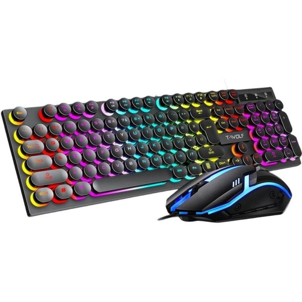 Valkyrie T-Wolf TF270 Rainbow Rgb Mekanik Hisli Gaming Klavye Mouse Seti Punk Keycap Ingilizce Klavye - Mouse Fiyatı