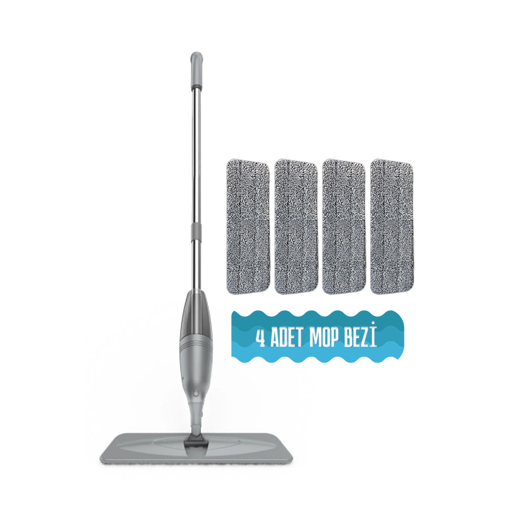 valletta Vitello Sprey Mop 360 Derece Dönen Su Püskürtmeli Spray Mop 4 Adet Mikrofiber Mop Bezi Gri Deterjan ve Temizlik Ürünleri Fiyatı