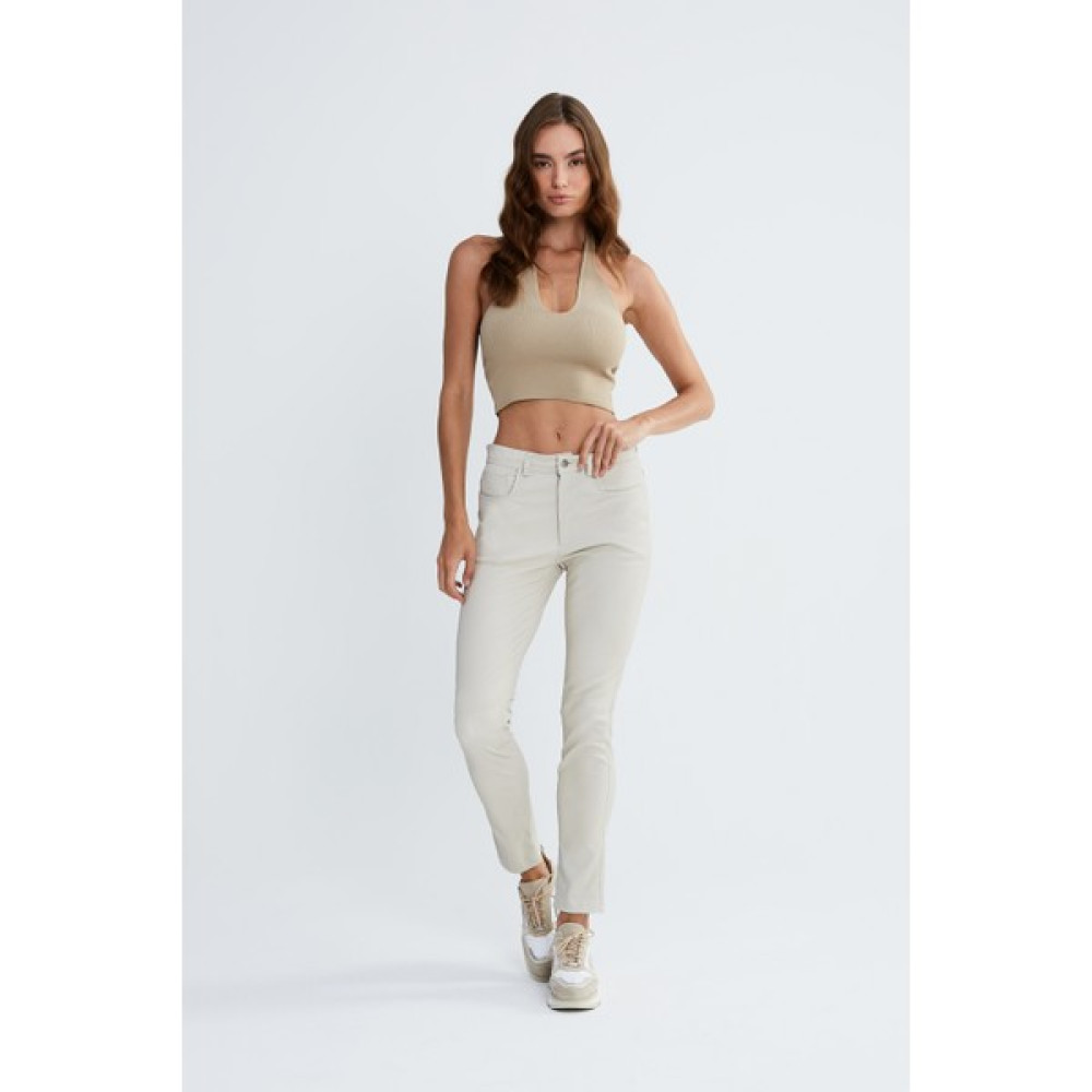 Valmenti Kadın Kırık Beyaz Hakiki Deri Pantolon Deri Pantalon 846 V1022 Byn Dr Pantalon Y23 Kadın Pantolon Fiyatı